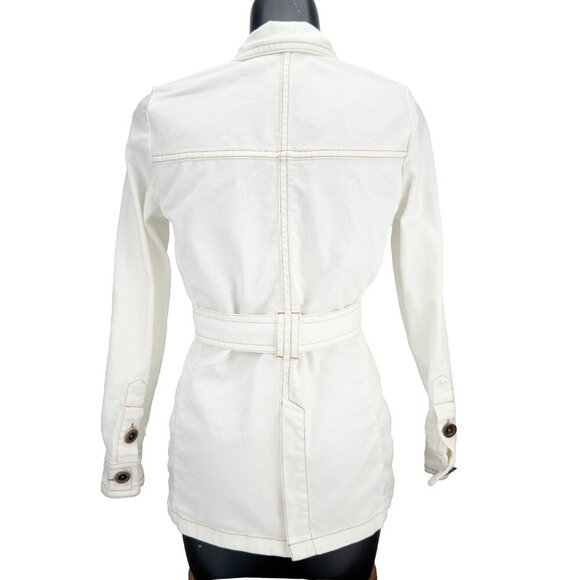 ROUJE Claude Safari Jacket White Denim Belt Western French sz 34 - Picture 7 of 10